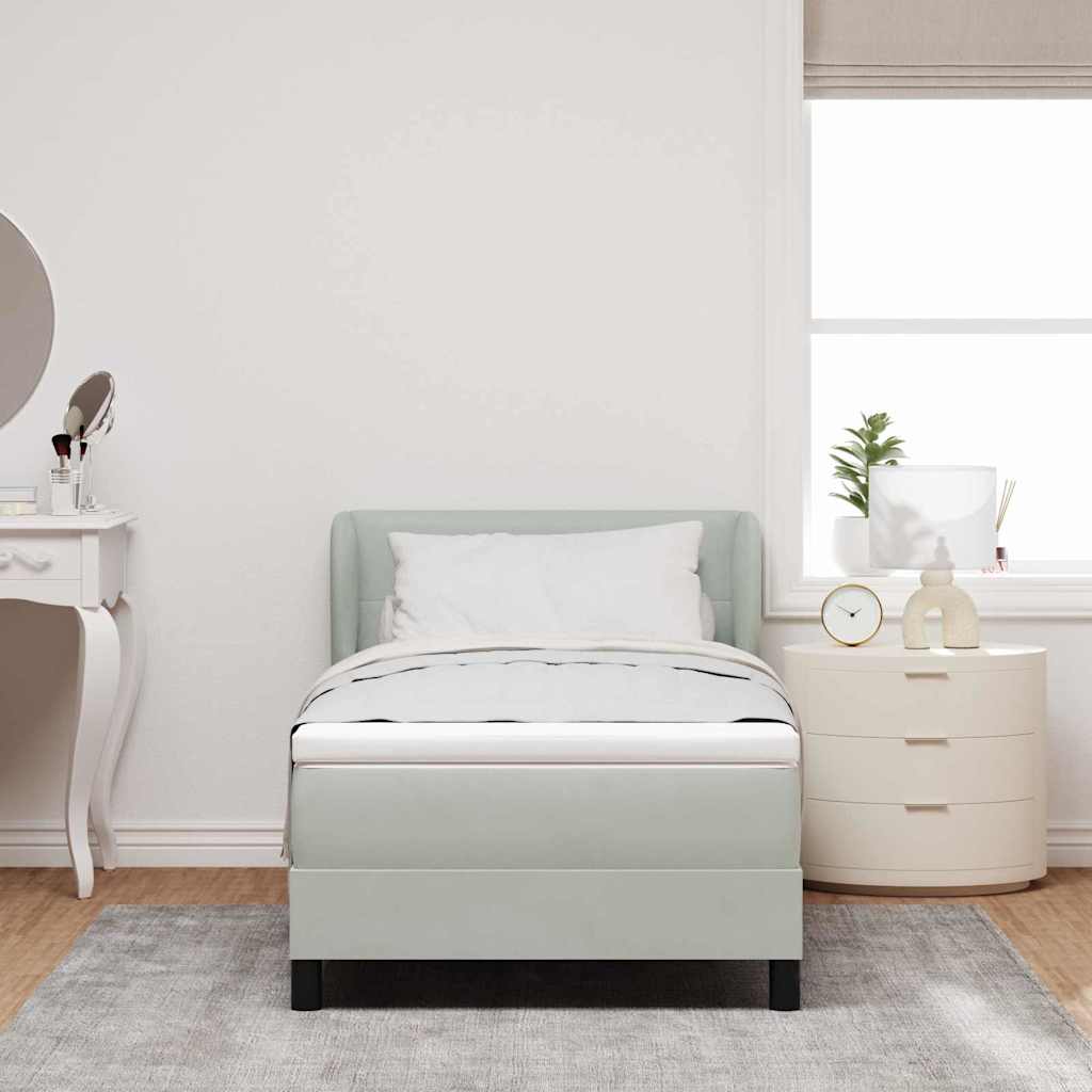 Letto a molle con materasso-Struttura Letto con Materasso Grigio chiaro 90 x 200 cm Velluto 235642