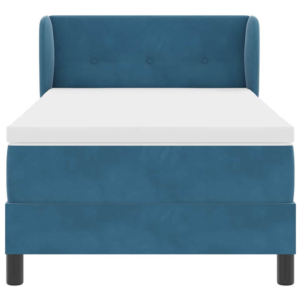 Letto a molle con materasso-Struttura Letto con Materasso Blu scuro 90 x 200 cm Velluto 596707