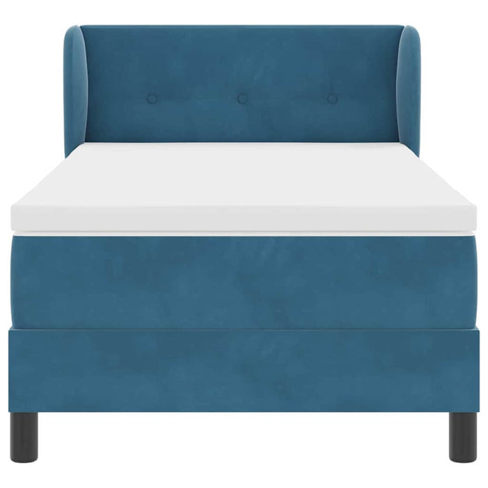 Letto a molle con materasso-Struttura Letto con Materasso Blu scuro 90 x 200 cm Velluto 596707