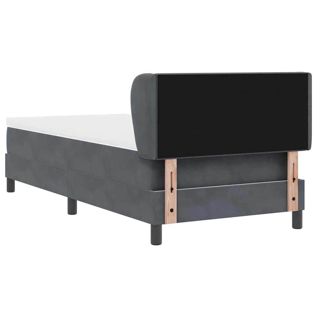 Letto a molle con materasso Grigio scuro 100 x 200 cm Velluto 3340377