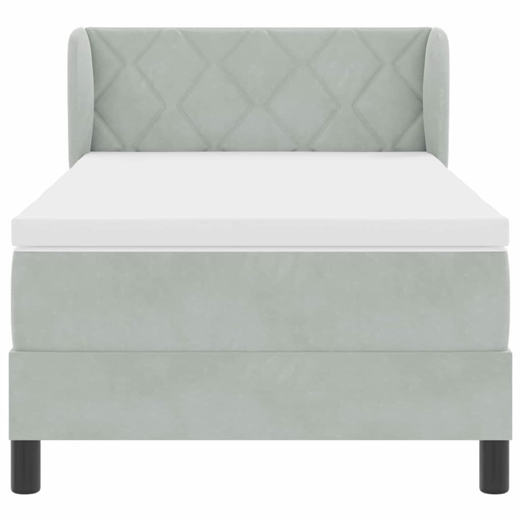 Letto a molle con materasso-Struttura Letto con Materasso Grigio chiaro 90 x 190 cm Velluto 605802