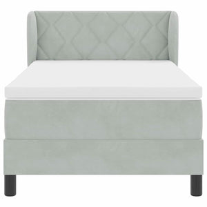 Letto a molle con materasso-Struttura Letto con Materasso Grigio chiaro 90 x 190 cm Velluto 605802