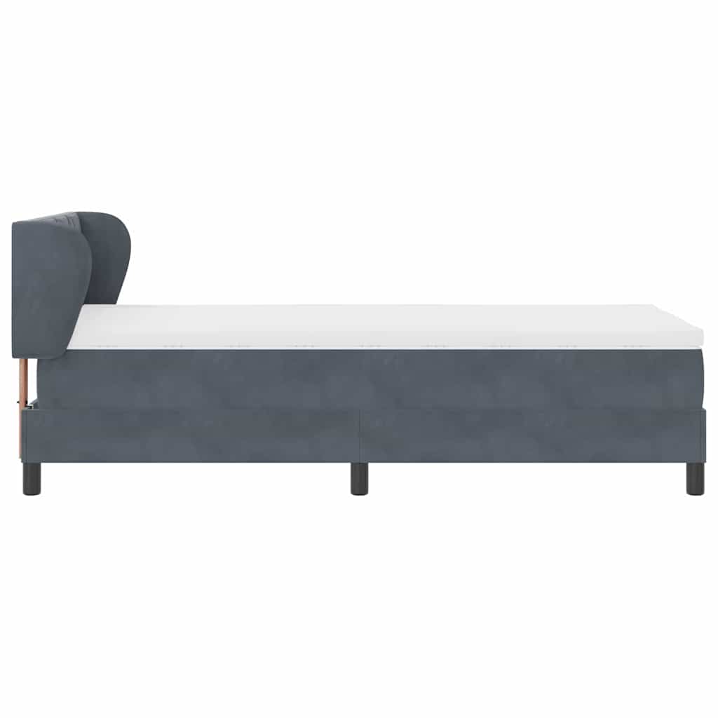 Letto a molle con materasso-Struttura Letto con Materasso Grigio scuro 90 x 190 cm Velluto 124564