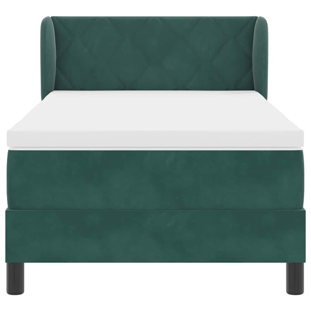 Letto a molle con materasso Verde scuro 90 x 190 cm Velluto 3340421