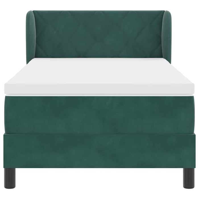 Letto a molle con materasso Verde scuro 90 x 190 cm Velluto 3340421
