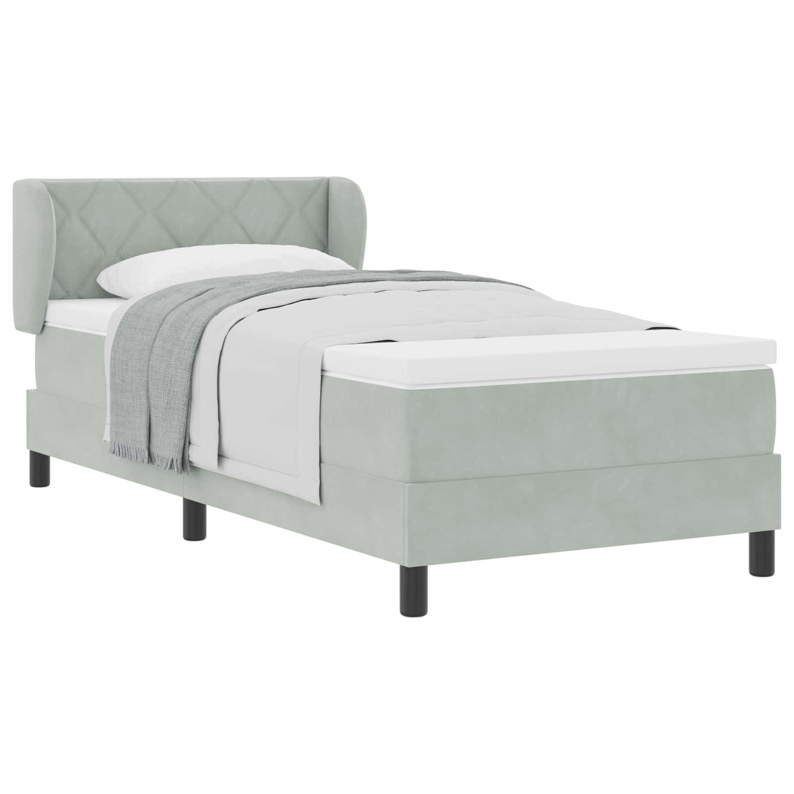 Letto a molle con materasso-Struttura Letto con Materasso Grigio chiaro 90 x 200 cm Velluto 269666