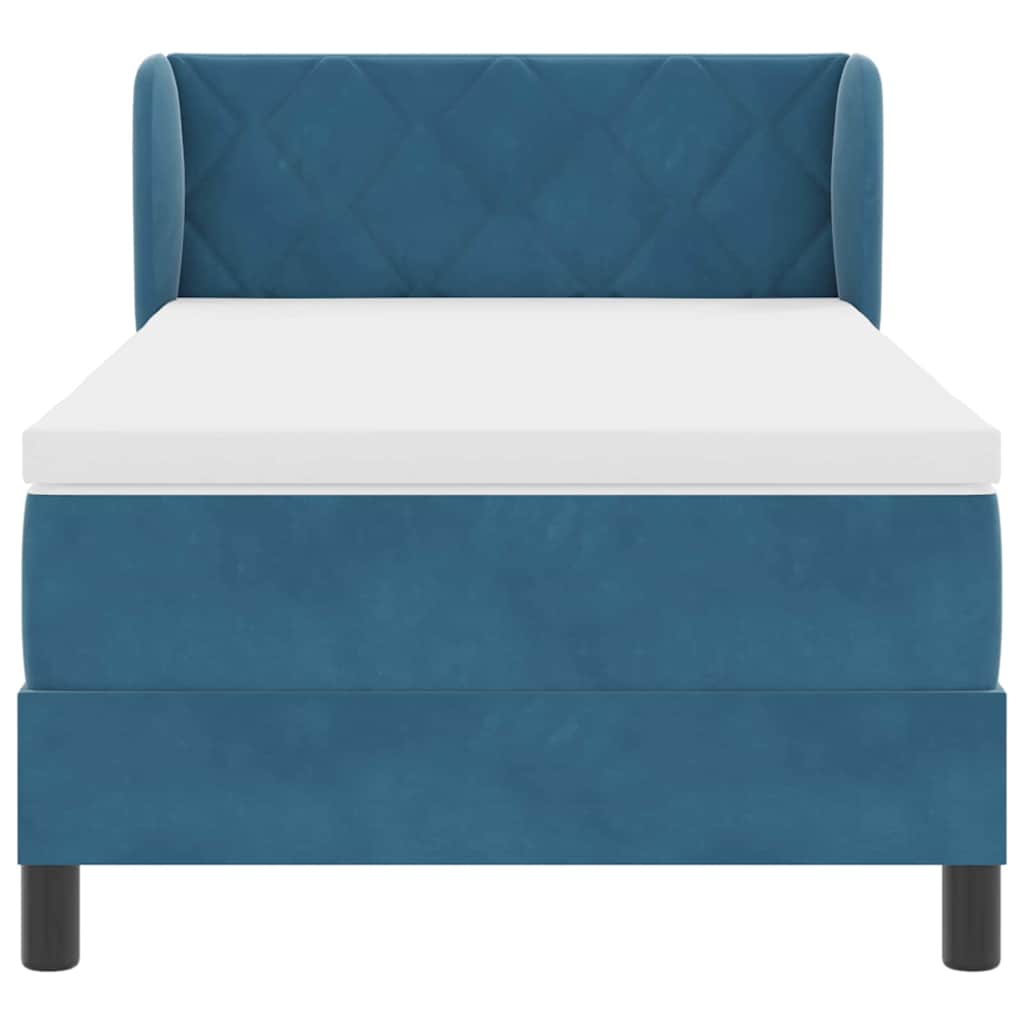 Letto a molle con materasso-Struttura Letto con Materasso Blu scuro 90 x 200 cm Velluto 629410