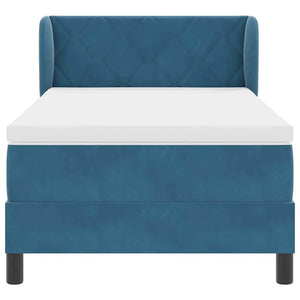 Letto a molle con materasso-Struttura Letto con Materasso Blu scuro 90 x 200 cm Velluto 629410