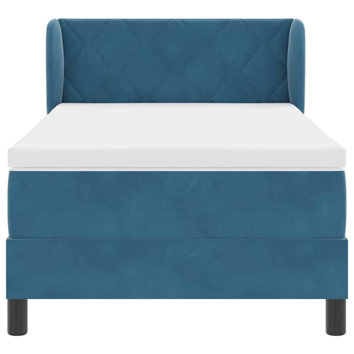 Letto a molle con materasso-Struttura Letto con Materasso Blu scuro 90 x 200 cm Velluto 629410