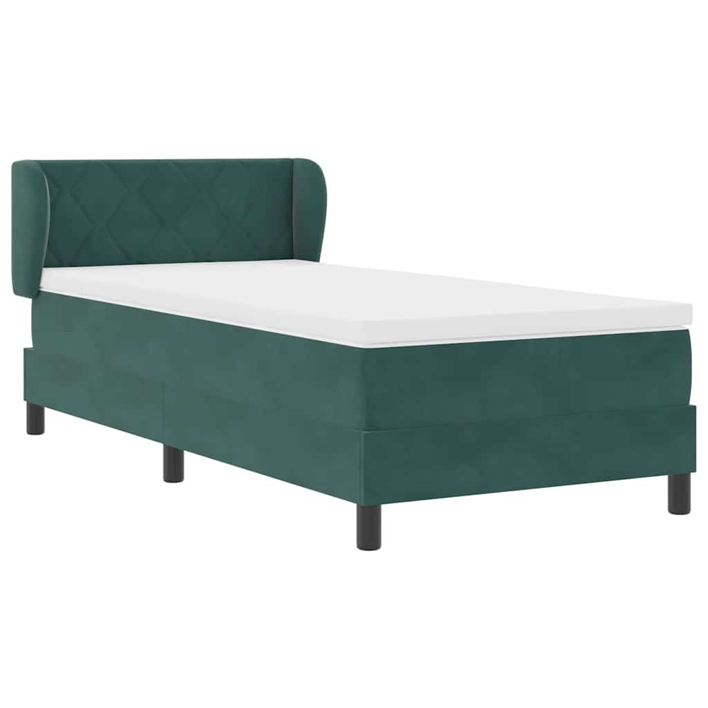 Letto a molle con materasso Verde scuro 100 x 200 cm Velluto 3340433
