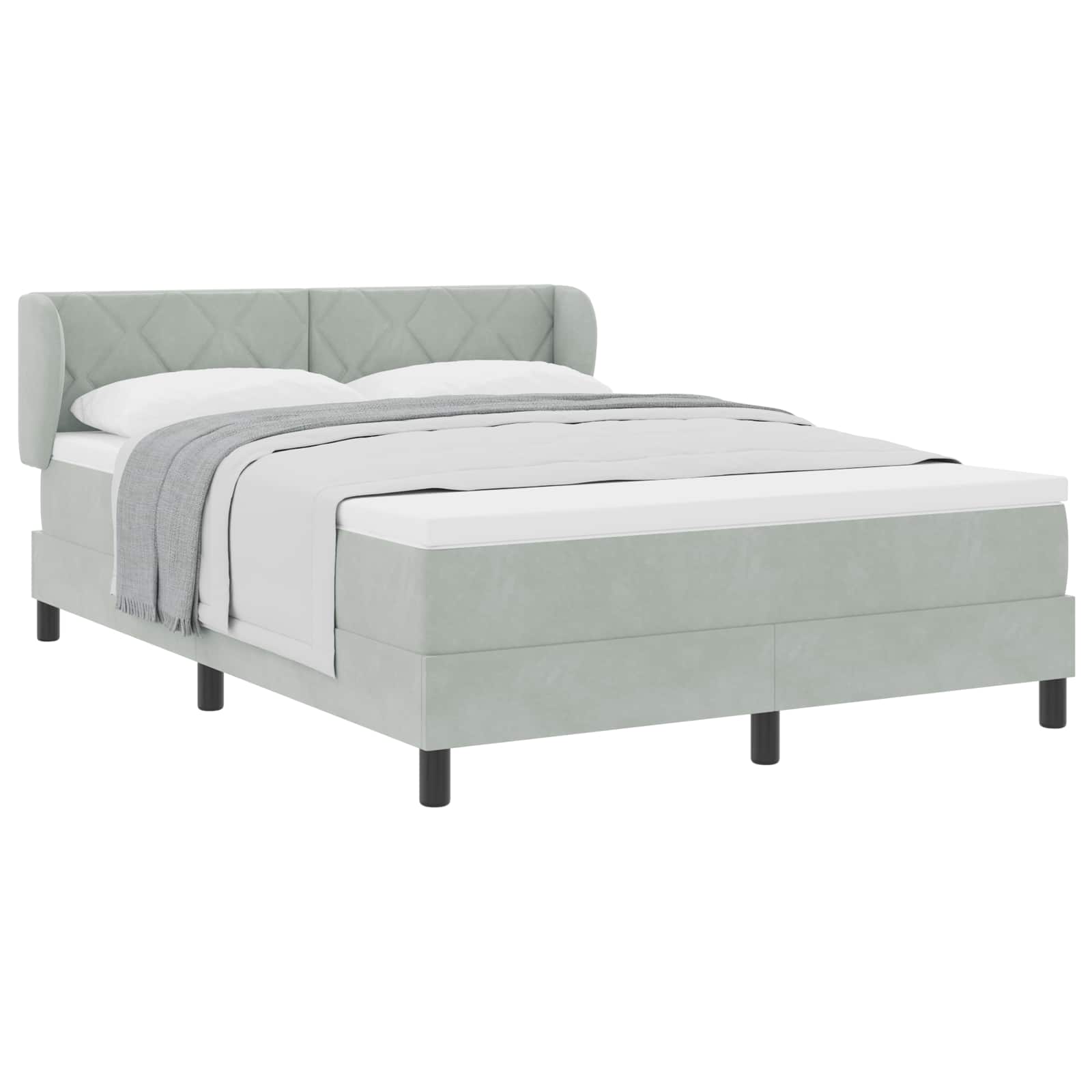 Letto a molle con materasso Grigio chiaro 140 x 190 cm Velluto 3340436