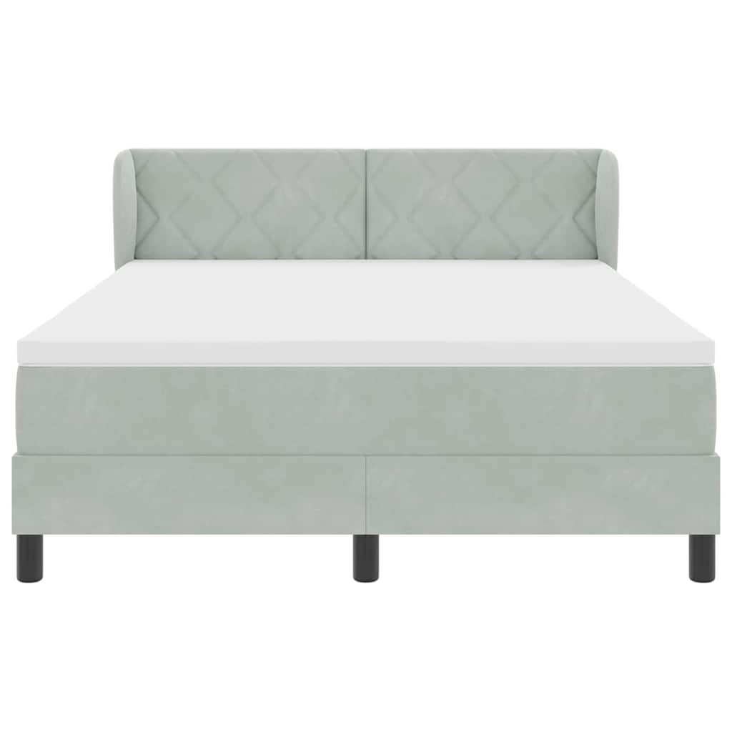 Letto a molle con materasso Grigio chiaro 140 x 190 cm Velluto 3340436