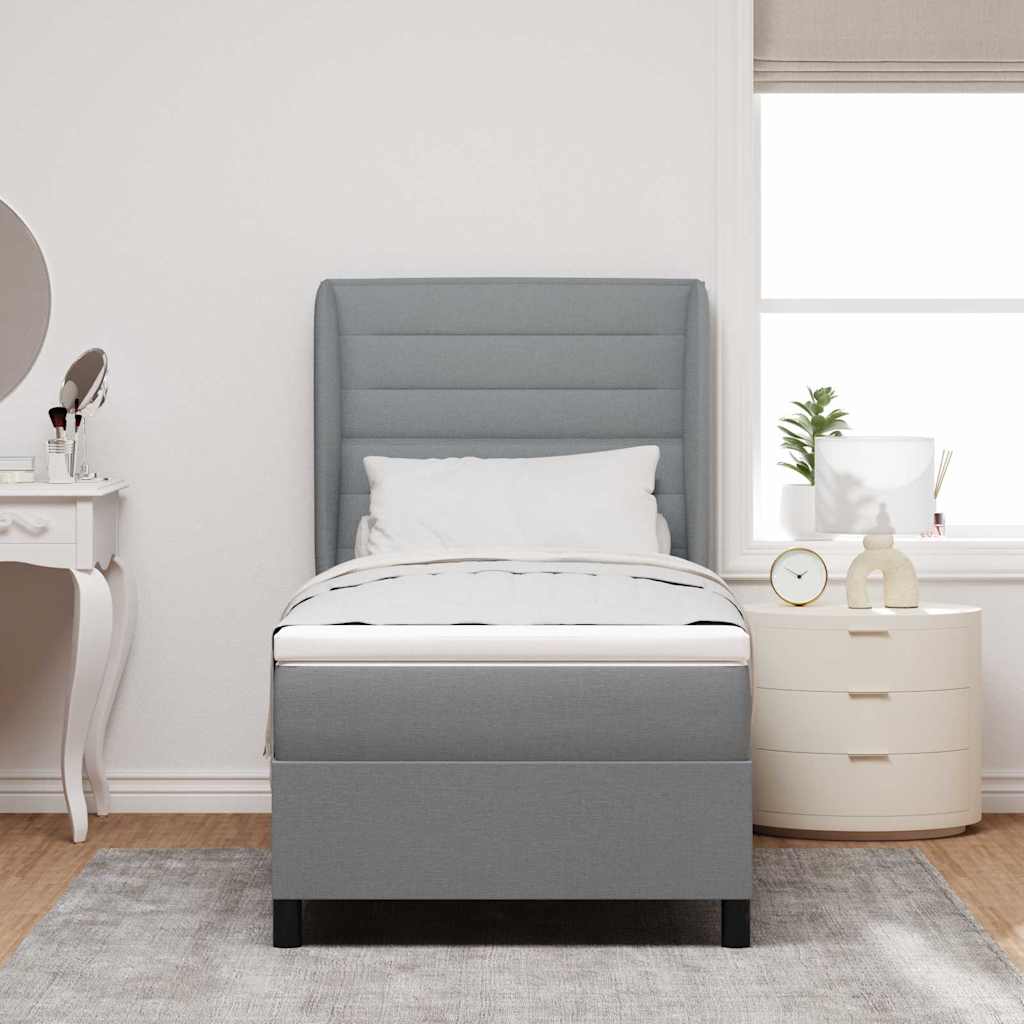 vidaXL Letto a molle con materasso Grigio chiaro 90 x 200 cm Tessuto