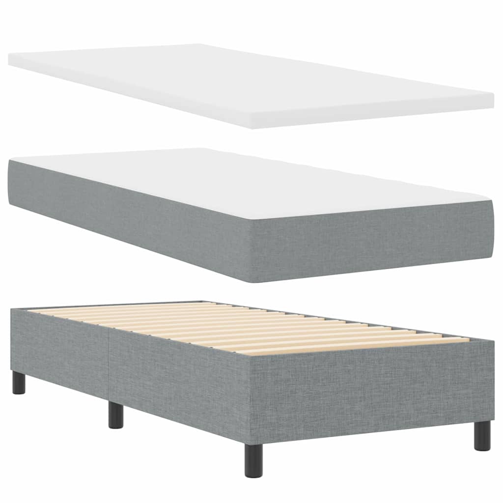 vidaXL Letto a molle con materasso Grigio chiaro 90 x 200 cm Tessuto