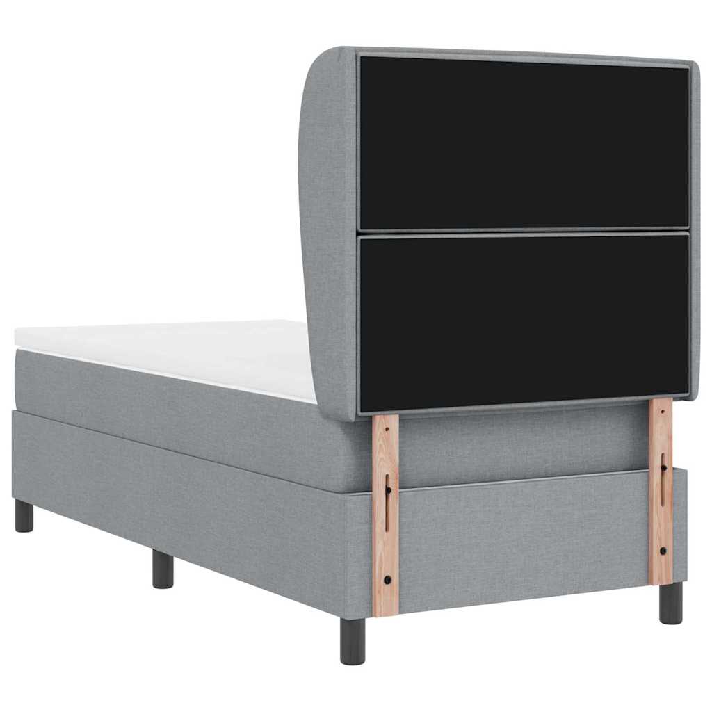 vidaXL Letto a molle con materasso Grigio chiaro 90 x 200 cm Tessuto