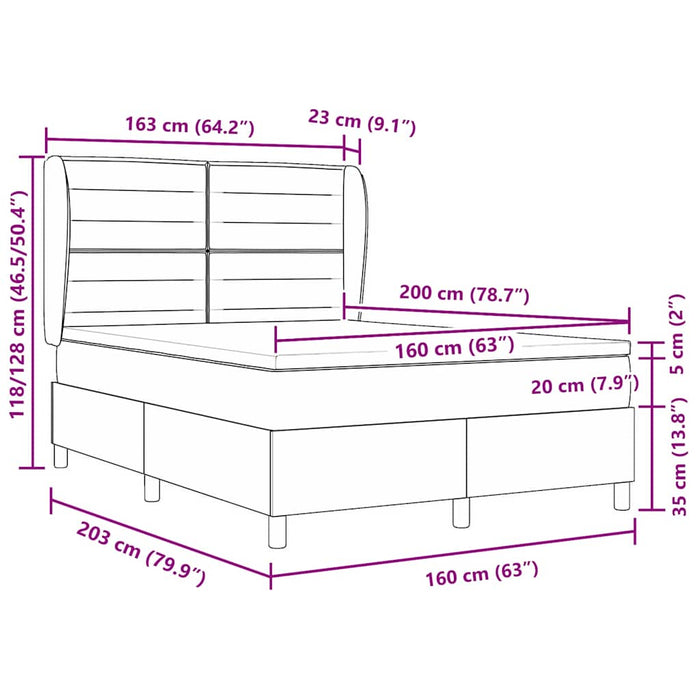 Letto a molle con materasso Crema 160 x 200 cm Tessuto 3340513
