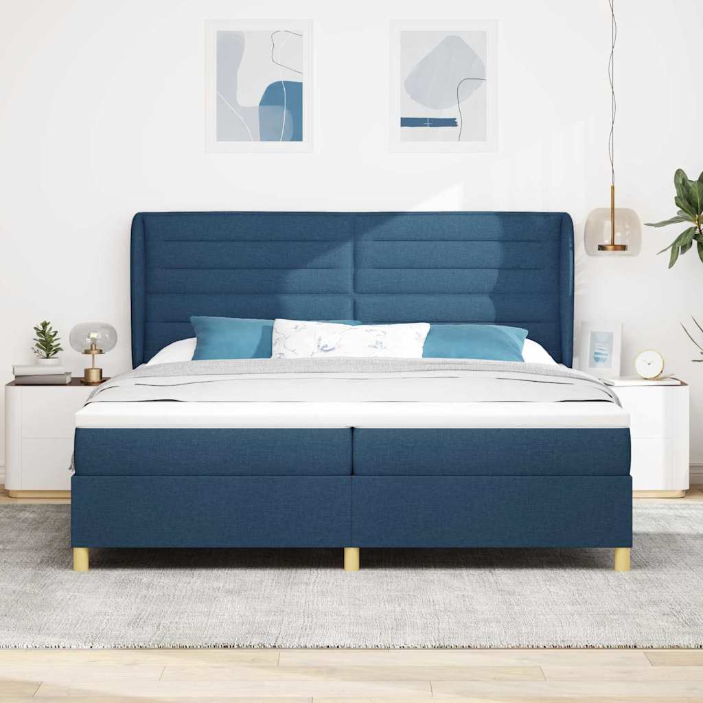 Letto con molle e materasso Grigio Scuro 90x190 cm Tessuto Blu 3340717