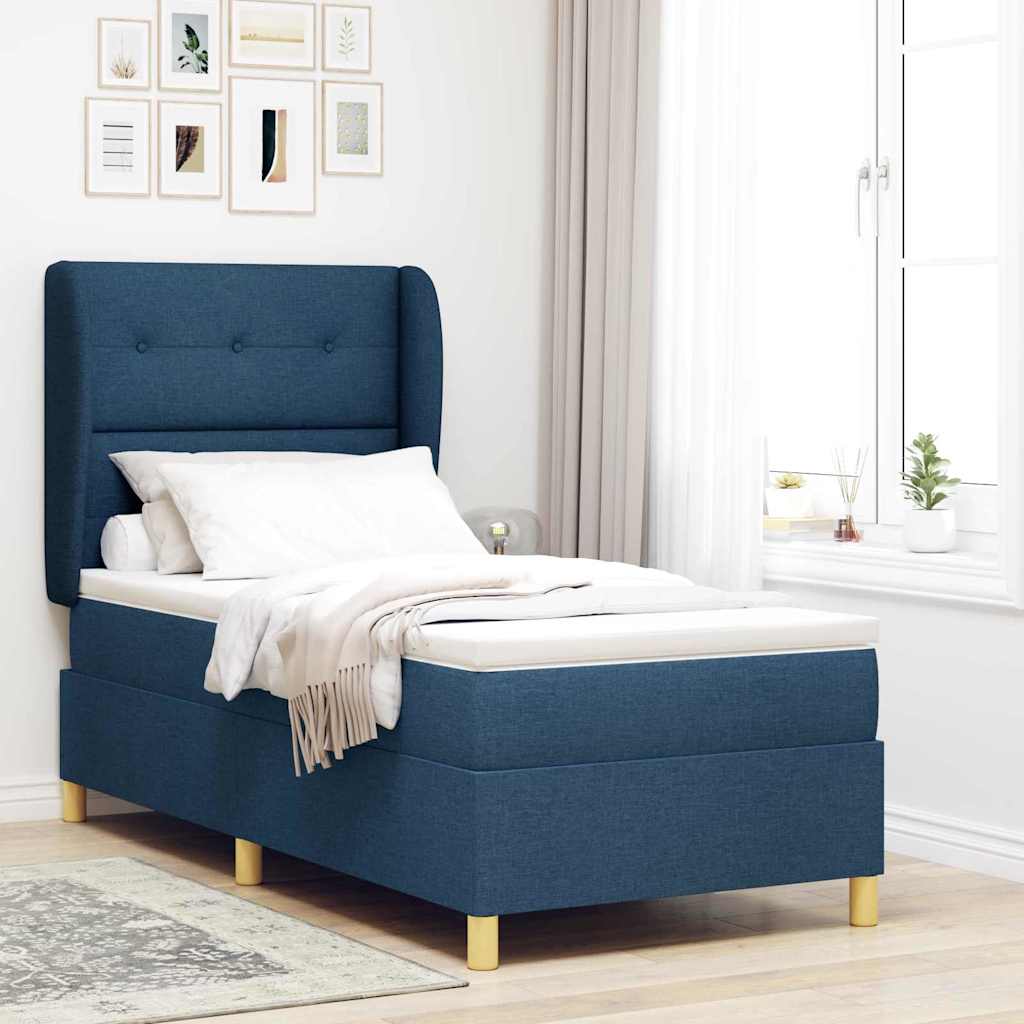 Letto con molle e materasso Grigio Scuro 90x190 cm Tessuto Blu 3340745