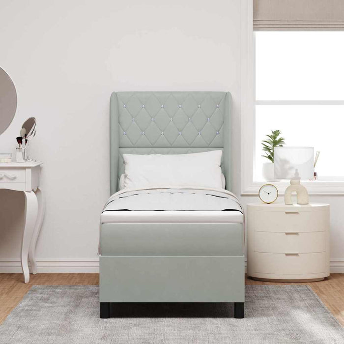 Letto a molle con testiera Grigio chiaro 200 x 80 cm Poliestere 3340844