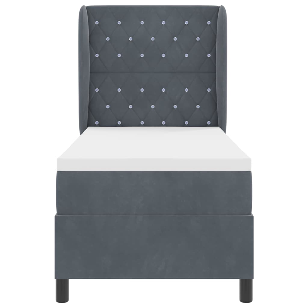 Letto a molle con materasso Grigio scuro 200 x 80 cm Poliestere 3340845