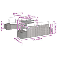 Set da Pranzo per Giardino 8 pcs Beige e Crema 100 x 55 x 73 cm 3349924