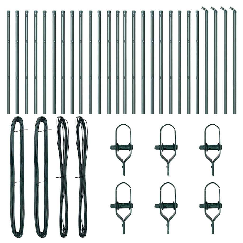 Palo della recinzione 26 pcs Verde 3.2 x 3.2 x 80 cm Acciaio 3350109