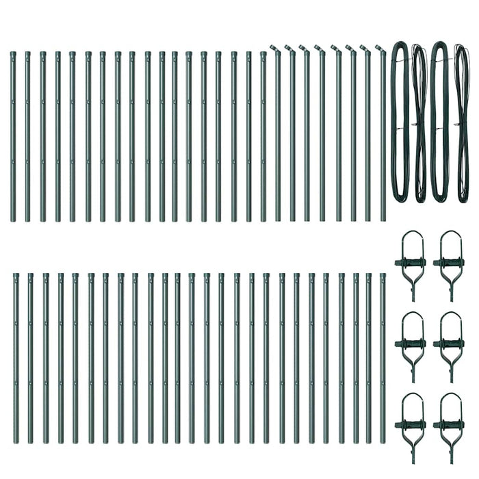 Palo della recinzione 52 pcs Verde 3.2 x 3.2 x 80 cm Acciaio 3350110