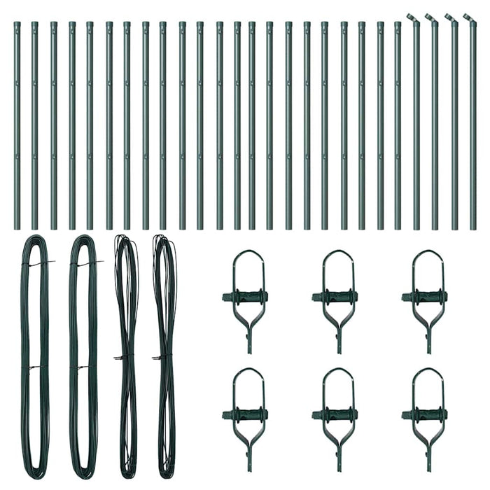 Palo della recinzione 26 pcs Verde 3.2 x 3.2 x 120 cm Acciaio 3350115