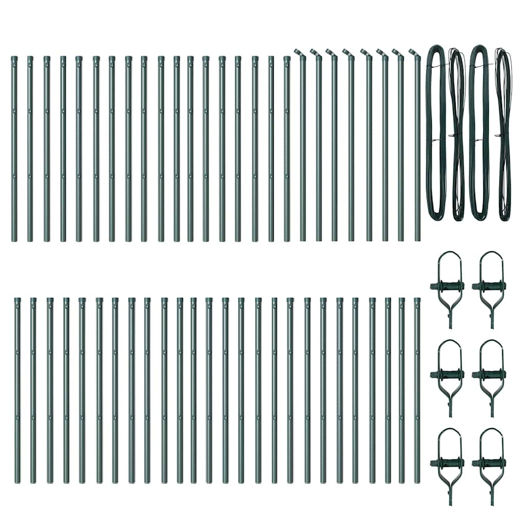 Palo della recinzione 52 pcs Verde 3.2 x 3.2 x 120 cm Acciaio 3350116