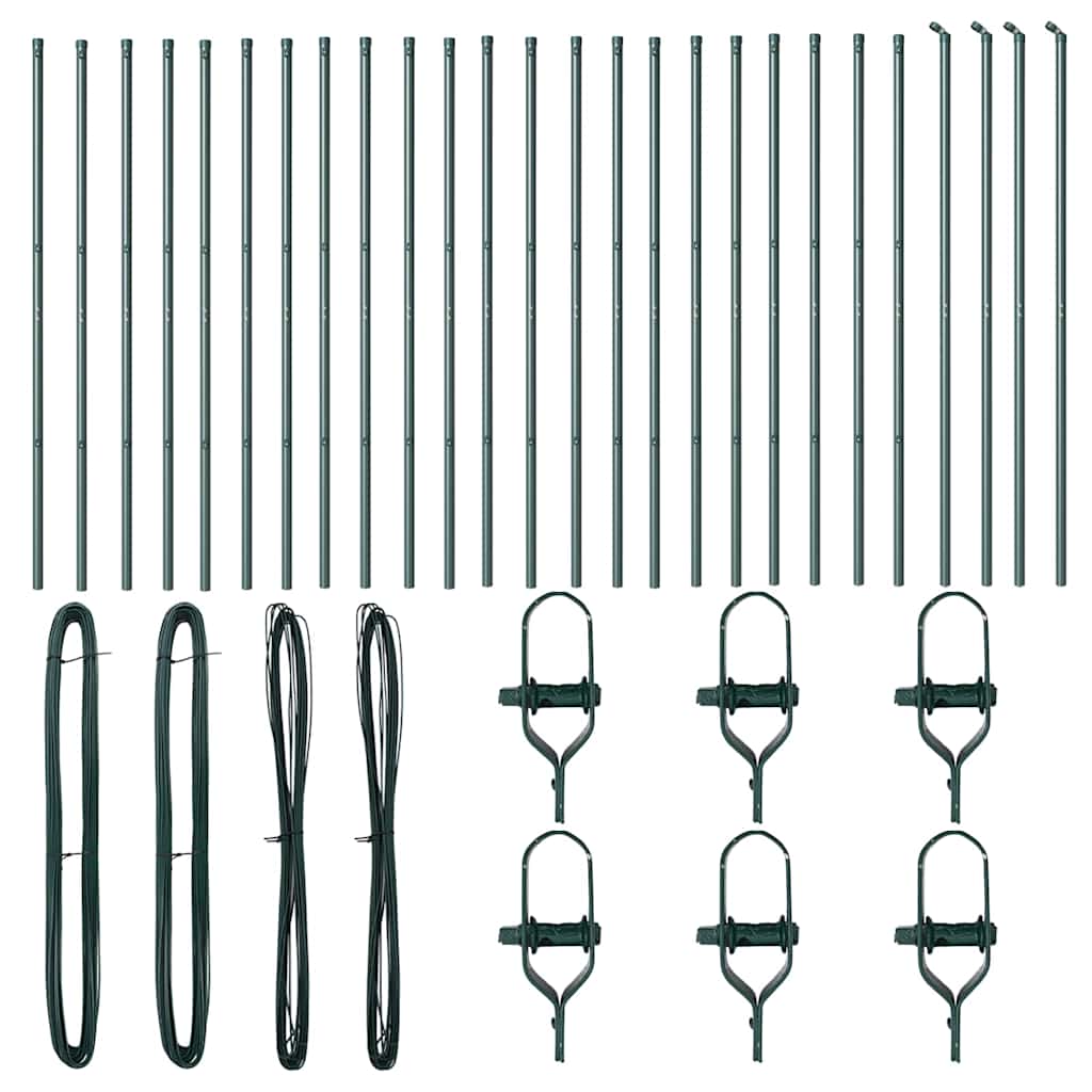 Palo della recinzione 26 pcs Verde 3.2 x 3.2 x 150 cm Acciaio 3350117