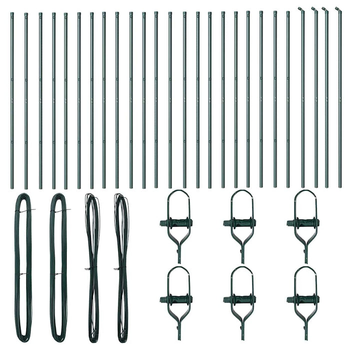 Palo della recinzione 26 pcs Verde 3.2 x 3.2 x 150 cm Acciaio 3350117