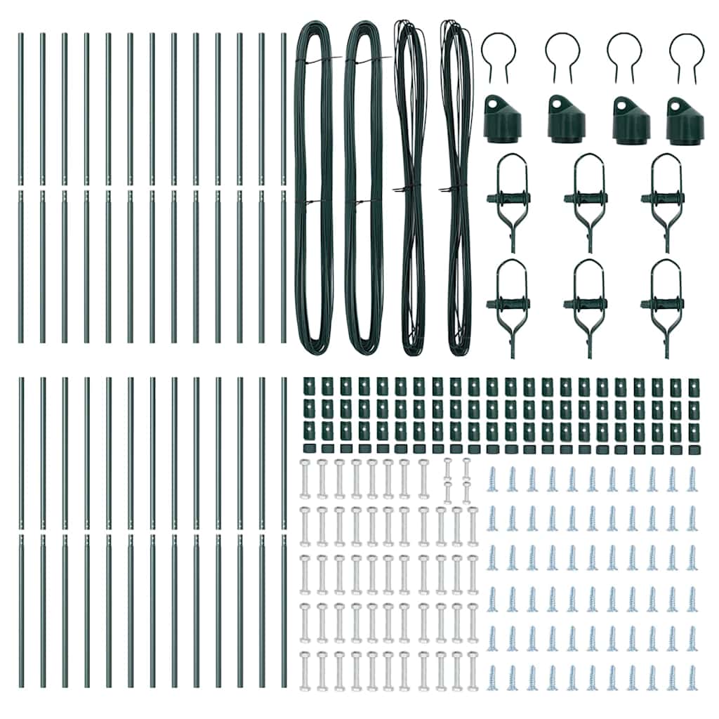 Palo della recinzione 26 pcs Verde 3.2 x 3.2 x 210 cm Acciaio 3350125