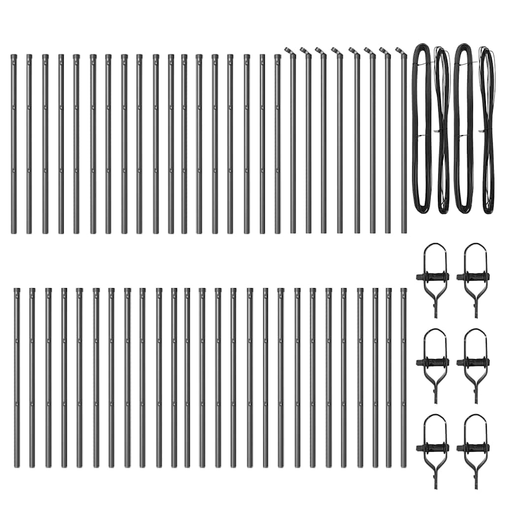 Palo della recinzione 52 pcs Grigio 3.2 x 3.2 x 80 cm Acciaio 3350128