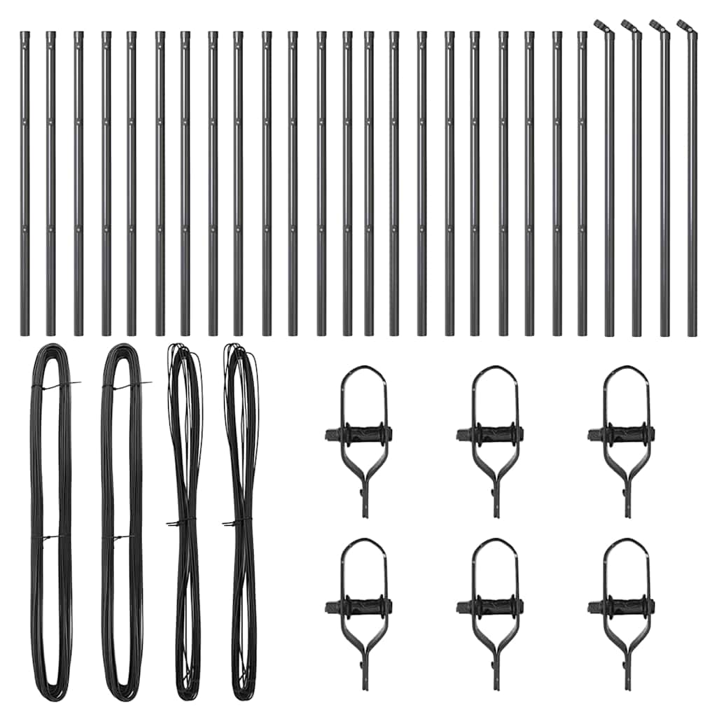 Palo della recinzione 26 pcs Grigio 3.2 x 3.2 x 100 cm Acciaio 3350131