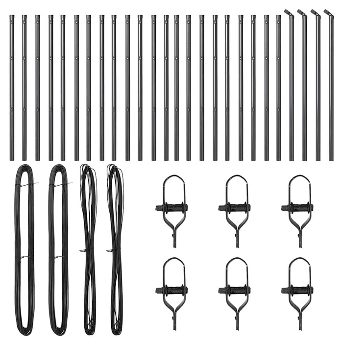 Palo della recinzione 26 pcs Grigio 3.2 x 3.2 x 100 cm Acciaio 3350131