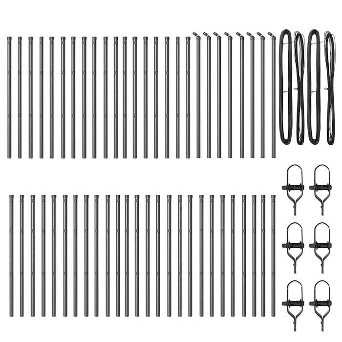 Palo della recinzione 52 pcs Grigio 3.2 x 3.2 x 120 cm Acciaio 3350134