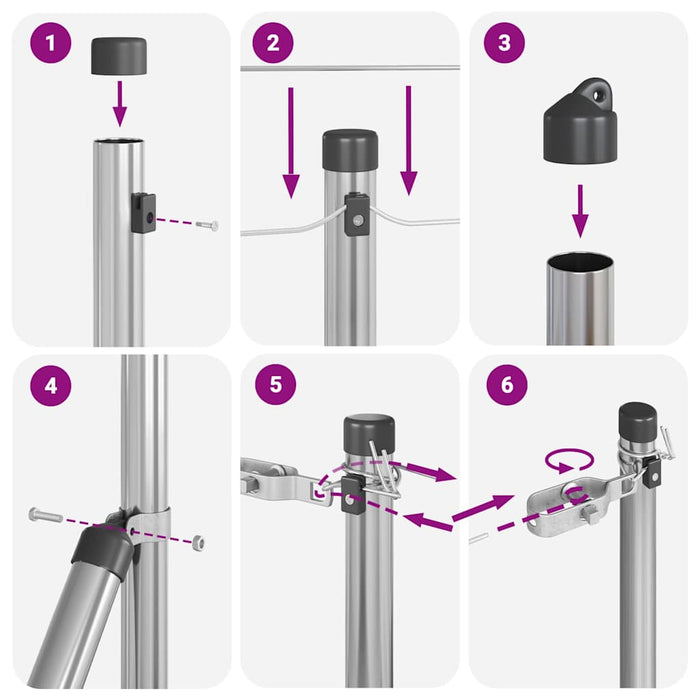 Palo della recinzione 26 pcs Argento 3.2 x 3.2 x 80 cm Acciaio 3350145