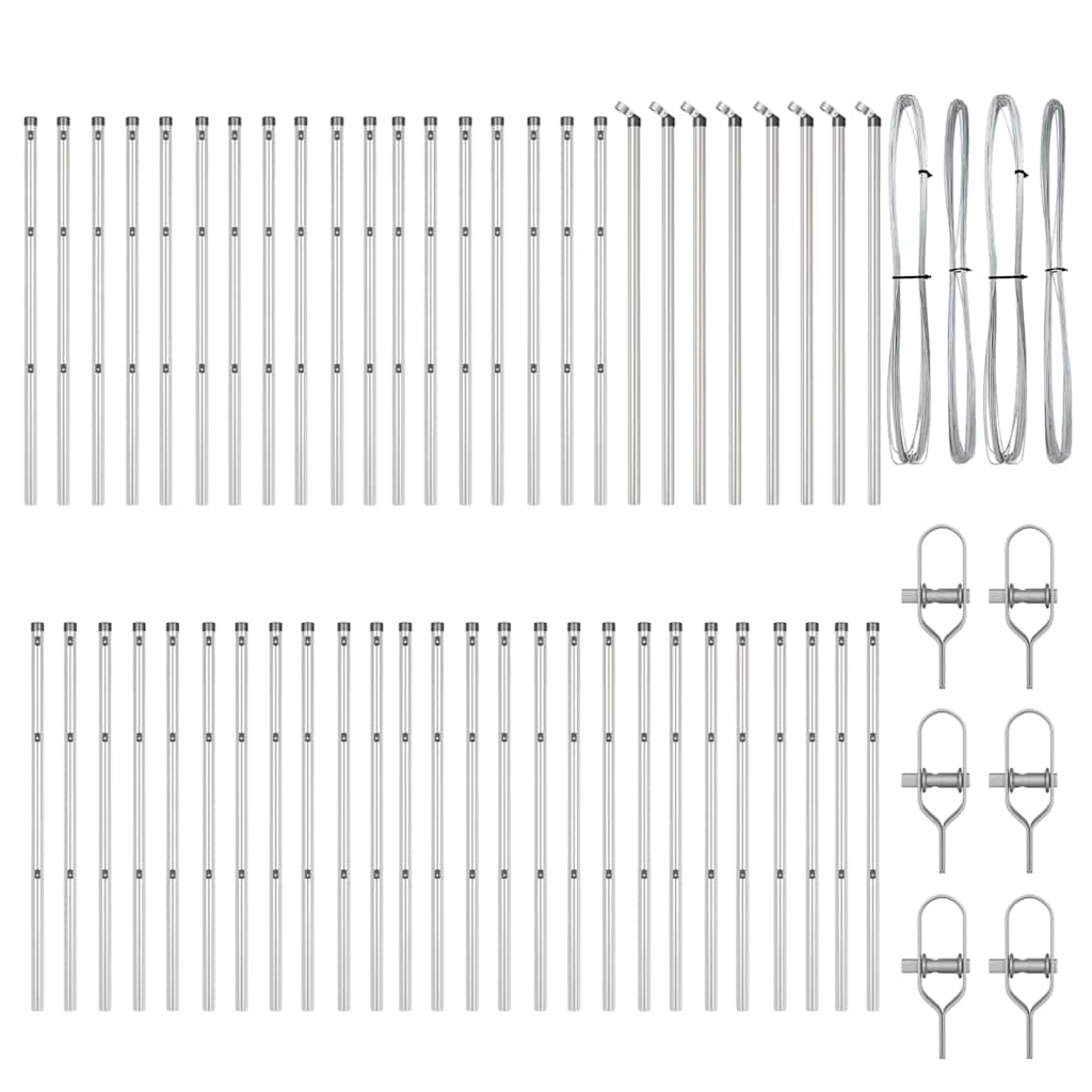 Palo della recinzione 52 pcs Argento 3.2 x 3.2 x 100 cm Acciaio 3350150