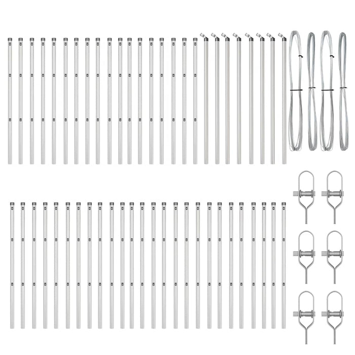 Palo della recinzione 52 pcs Argento 3.2 x 3.2 x 100 cm Acciaio 3350150