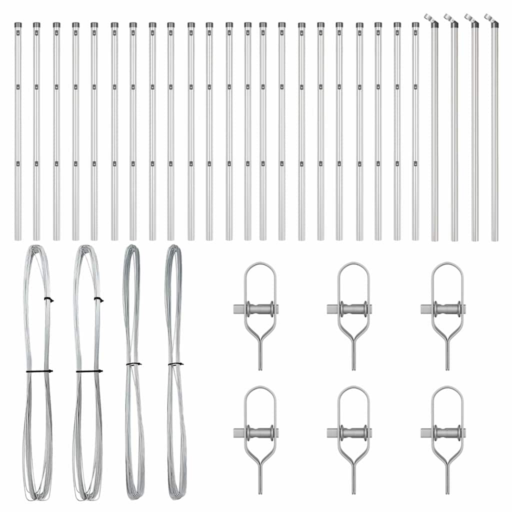 Palo della recinzione 26 pcs Argento 3.2 x 3.2 x 120 cm Acciaio 3350151