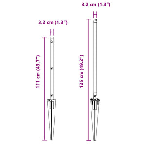 Palo della recinzione 26 pcs Grigio 3,2 x 3,2 x 80 cm Acciaio 3350167