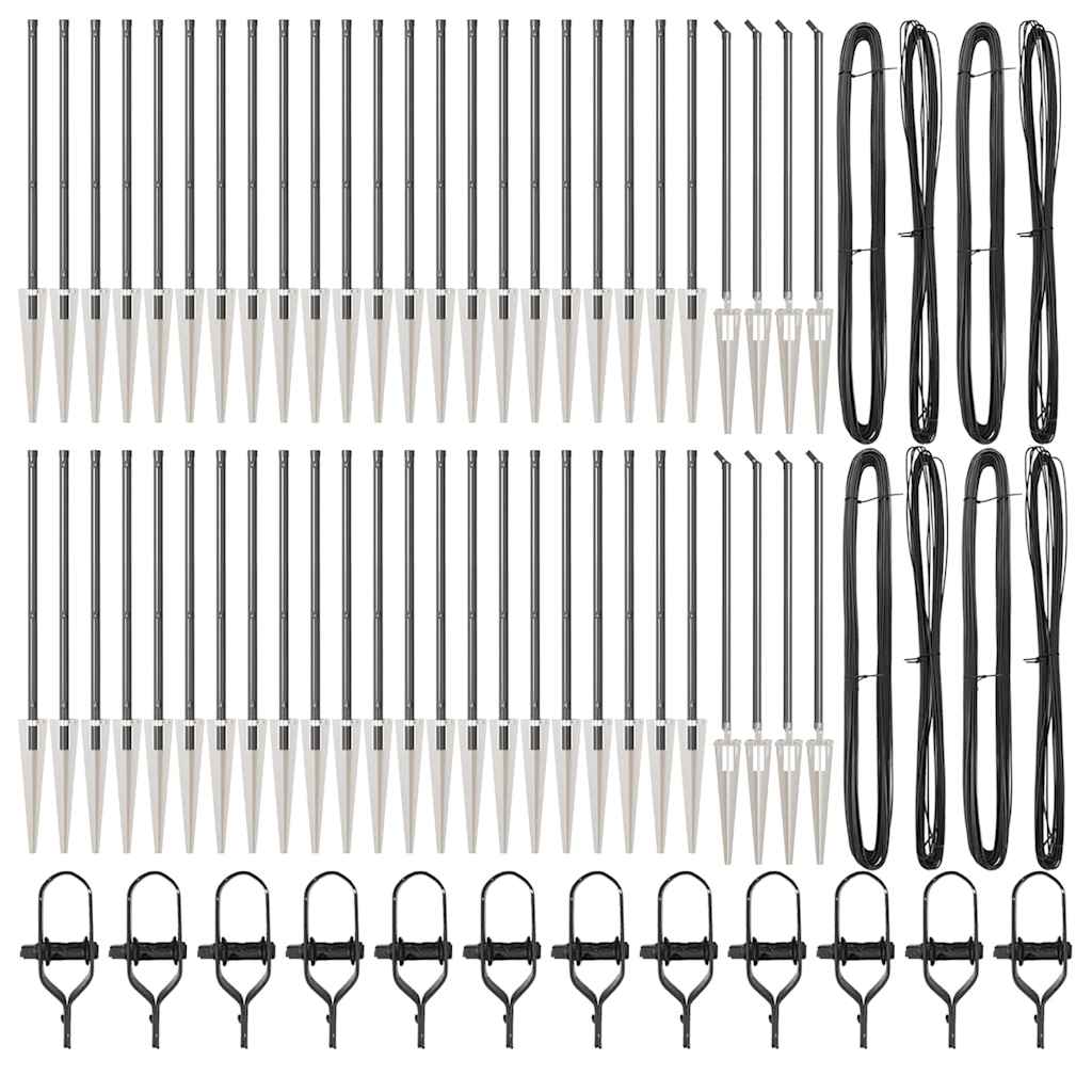 Palo della recinzione 52 pcs Argento 3.2 x 3.2 x 100 cm Acciaio 3350188