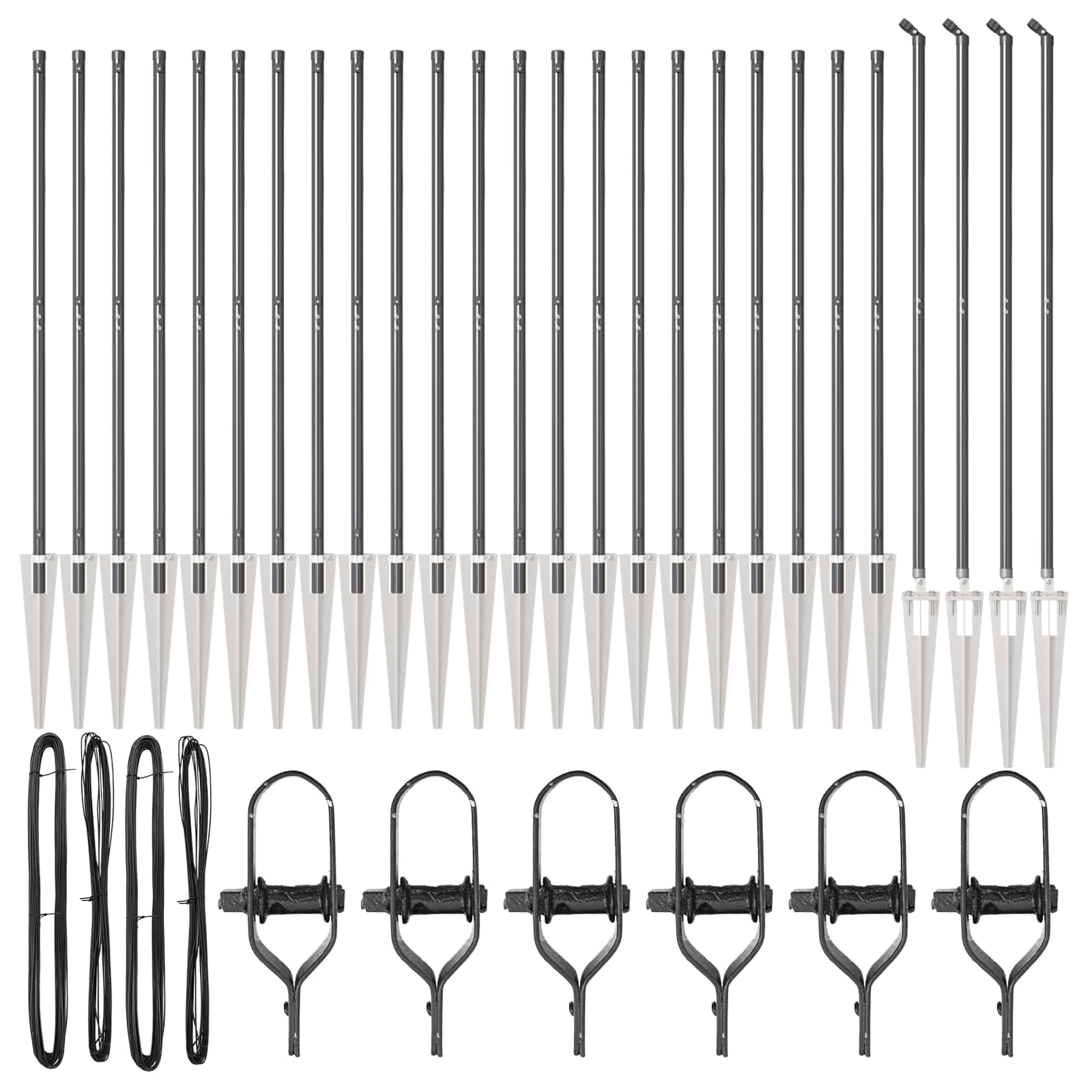 Palo della recinzione 26 pcs Grigio 3,2 x 3,2 x 140 cm Acciaio 3350191