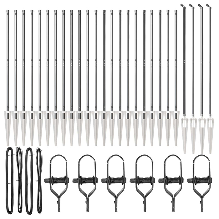 Palo della recinzione 26 pcs Grigio 3,2 x 3,2 x 140 cm Acciaio 3350191