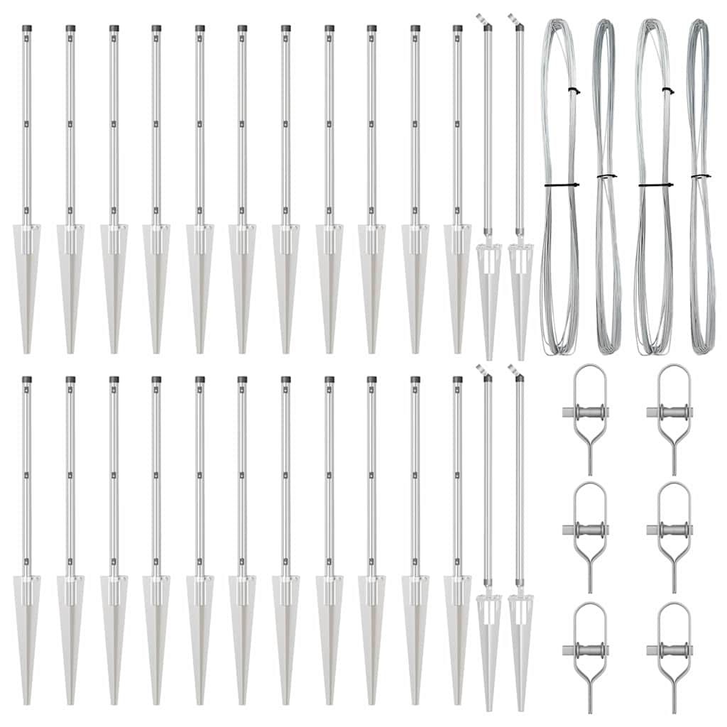 Palo della recinzione 26 pcs Argento 3.2 x 3.2 x 60 cm Acciaio 3350199