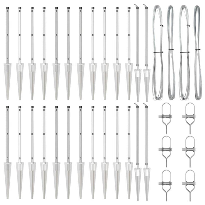 Palo della recinzione 26 pcs Argento 3.2 x 3.2 x 60 cm Acciaio 3350199