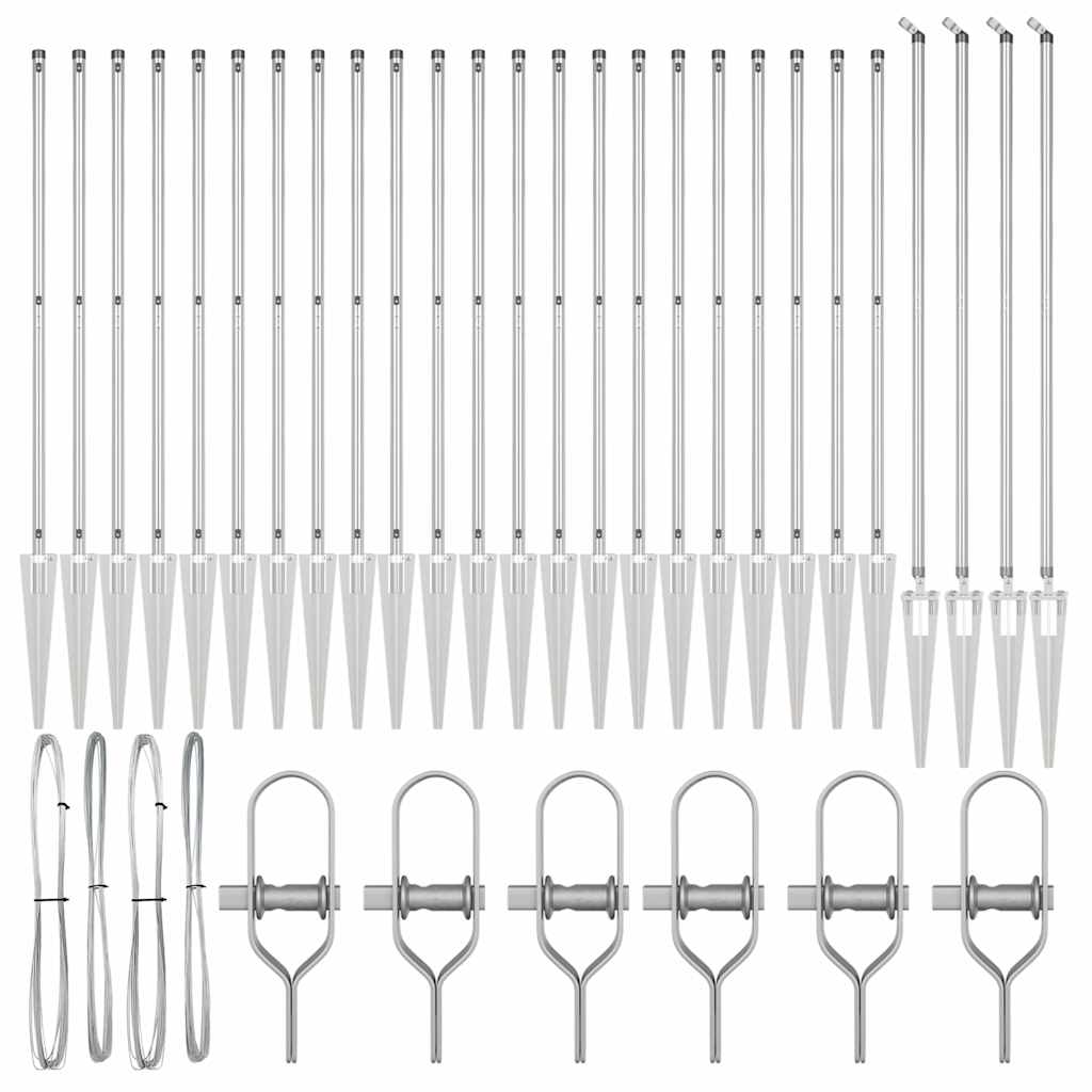 Palo della recinzione 26 pcs Argento 3.2 x 3.2 x 140 cm Acciaio 3350209