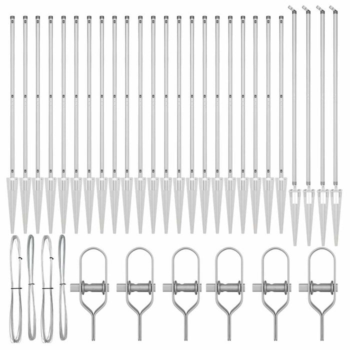 Palo della recinzione 26 pcs Argento 3.2 x 3.2 x 140 cm Acciaio 3350209