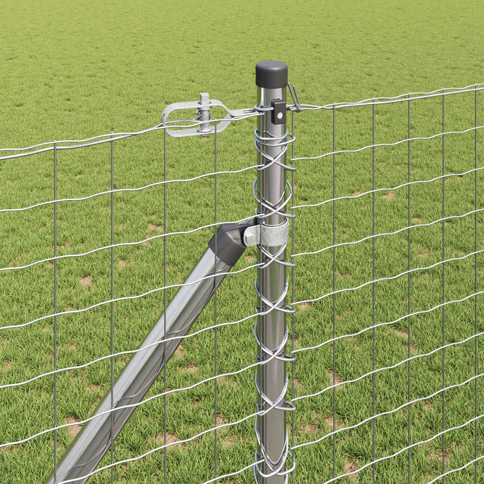 Palo della recinzione 52 pcs Grigio 3,2 x 3,2 x 140 cm Acciaio 3350210