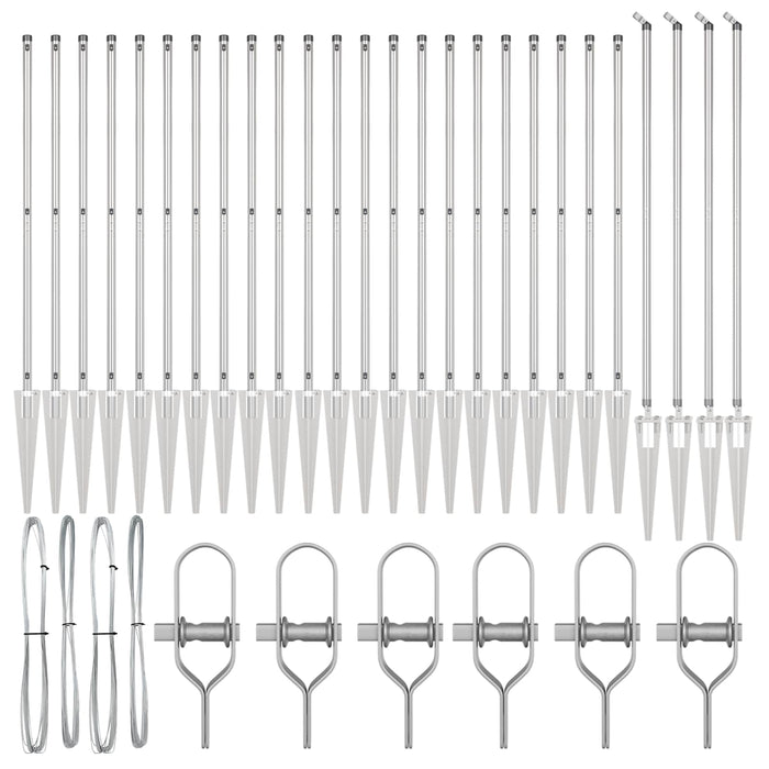 Palo della recinzione 26 pcs Grigio 3,2 x 3,2 x 160 cm Acciaio 3350211